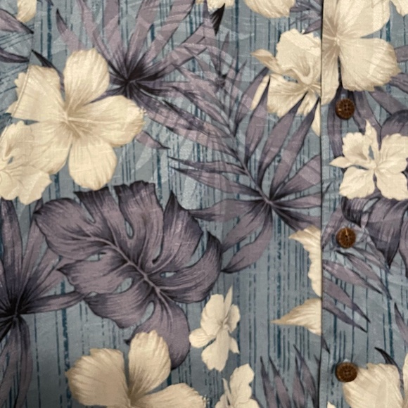 Caribbean‎ Joe Silk Hawaiian Shirt Hibiscus Palm Frond Size M - Picture 4 of 6